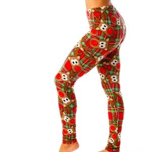Just Love Ugly Christmas Holiday Leggings (Large and 1X Reindeer Plaid)